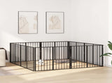 Dog Gate 8 pcs Black 100 x 80 cm Galvanised Steel 891995