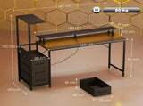 147cm Gaming Desk with Charging Station and Monitor Stand, Computer Table for Home Office with RGB T3398P553222