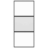 Sliding Door Black 90x205 cm Tempered Glass and Aluminium 155202