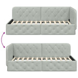 Corner Bed Frame with Headboard Light Grey 100 x 200 cm Velvet 42016543