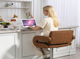PU Leather Upholstered Swivel Bar Stool, Height Adjustable with Back, Armrest, Footrest, Brown T3398P552561