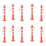 Traffic Control Bollards 10 pcs with Chain 75 cm PE 150964