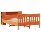 Bookcase Bed without Mattress Wax Brown 135x190 cm Double Solid Wood Pine 3323193