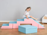 2-piece Soft Play Set, Baby Foam Climber Block for Toddler 1-3 Years, Pink Blue T3398P348560