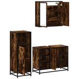 3 Piece Bathroom Furniture Set Smoked Oak Engineered Wood 3300972