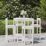 5 Piece Garden Bar Set White Solid Wood Pine 3154741