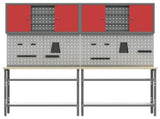 Work Bench Set with Lock 8 pcs Red and Grey Powder-Coated Steel 3321503