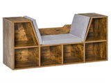 Bookcase Storage Shelf with Cushioned Reading Seat, Cube Bookshelf Organizer for Bedroom Living T3398P342299