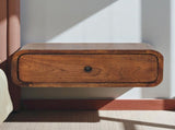Solid Wood Avora Wall-Mounted Chestnut 1 Drawer Nightstand, Dark Brown B2743P403506