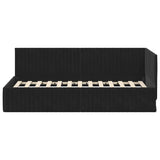 Corner Bed Frame with Headboard Black 90 x 190 cm Velvet 42016261