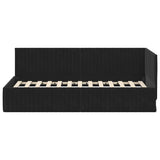 Corner Bed Frame with Headboard Black 90 x 200 cm Velvet 42016271