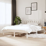 Bed Frame White Solid pine wood Double Appealing Design 3100570