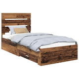 Bed Frame with Drawer Old Wood 90 x 200 cm Engineered Wood 3412018