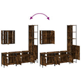 4 Piece Bathroom Cabinet Set Smoked Oak Engineered Wood 3214747