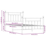 Bed Frame Black Steel Single Bed Frame Rectangular Industrial 353548