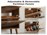 60cm Walnut Shoe Storage Cabinet,Medieval Modern Independent Shoe Cabinet, Fence Shoe Cabinet with 2 W6296P537668