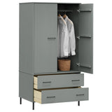 Wardrobe with Metal Legs Grey 90x55x172.5 cm Solid Wood OSLO 350989