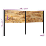 Headboard 200 cm Solid Wood Mango and Iron 4017558