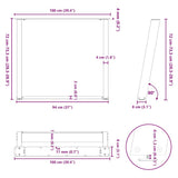 Dining Table Legs U-Shaped 2 pcs White 100x cm Steel 4012805
