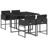 Garden Dining Set Black PE Rattan 4-seater Durable 3211255