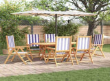 Garden Dining Set 7 pcs Blue and White Solid Acacia Wood 3375753