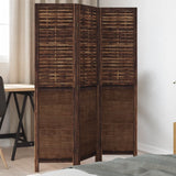 Room Divider 3 Panels Dark Brown Solid Wood Paulownia 358701