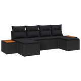Garden Sofa Set with Cushion 6 pcs Black Poly Rattan 3356808