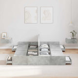 Storage Bed Frame Concrete grey 140 x 190 cm Engineered wood 3335312