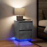 ZNTS Bedside Cabinet with LED Lights Concrete Grey 38x34x50 cm 861289