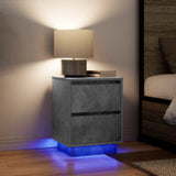Bedside Cabinets with LED Lights 2 pcs Concrete Grey 38x34x50 cm 861290