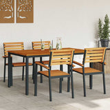 Garden Dining Set 5 pcs Black Solid Acacia Wood 3284399