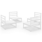 4 Piece Garden Lounge Set White Solid Wood Pine 3075260