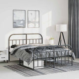 Metal Bed Frame without Mattress with Footboard Black 150x200cm 353655