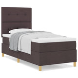 Box Spring Bed with Headboard Dark brown 100 x 200 cm Fabric 3339598
