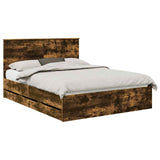 Bed Frame with Drawer Smoked Oak 150 x 200 cm Engineer Wood 3411107