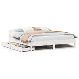 Bed Frame without Mattress White 200x200 cm Solid Wood Pine 3301816