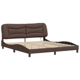 Bed Frame with LED without Mattress "Hvar" Brown 180x200 cm 3213950