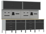 Work Cabinet with Drawer 10 pcs Black Engineered Wood and Steel 3321488