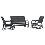 3 Piece Garden Glider Lounge Set Black Textilene and Steel 3187943