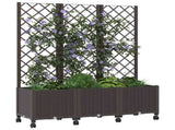 Garden Planter with Trellis&Wheels Brown 120 x 40 x 146 cm PP 3423056