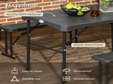 Folding Picnic Table 2 Benches, 3-Piece Portable Garden Furniture Set for 4, Dining Table Set T3398P320191