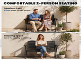 2 Seater Wooden Garden Bench, Slatted Patio Bench with Armrest and Backrest, Black T3398P551625
