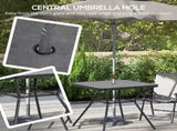 Square Outdoor Table, Patio Bistro Coffee Table with Faux-marbled Top and 42mm Umbrella Hole for T3398P322144