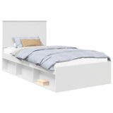 Bed Frame with Headboard White 100 x 200 cm Solid Pine Wood 3411046