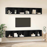 TV Cabinet Set 4 pcs Black Oak 37 x 37 x 107 cm Engineered Wood 3393535