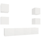 6 Piece TV Cabinet Set White Engineered Wood 3114254