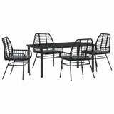 Garden Dining Set 5 pcs Black Poly Rattan 3380858