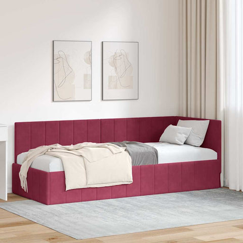 Corner Bed Frame with Headboard Wine red 80 x 200 cm Velvet 42016291