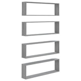 Wall Cube Shelves 4 pcs Grey Sonoma 100x15x30 cm Engineered Wood 815910