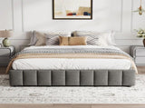 4ft6 Double Upholstered Storage Bed Frame, No Headboard Linen Bed Frame with Hydraulic Storage, N652P396290G